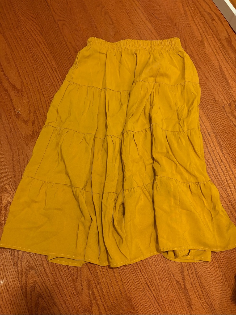Girls' Tiered Midi Skirt in Mustard Yellow